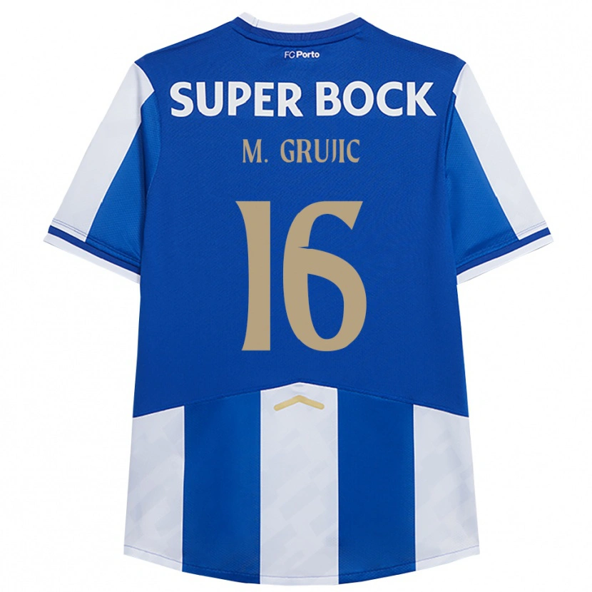 Danxen Barn Marko Grujić #16 Blå Vit Hemmatröja Matchtröjor 2025/26 Tröjor T-Tröja
