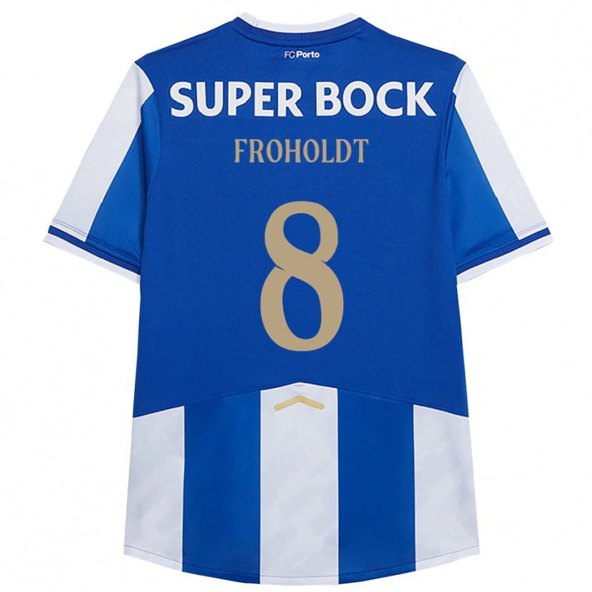 Danxen Barn Victor Froholdt #8 Blå Vit Hemmatröja Matchtröjor 2025/26 Tröjor T-Tröja