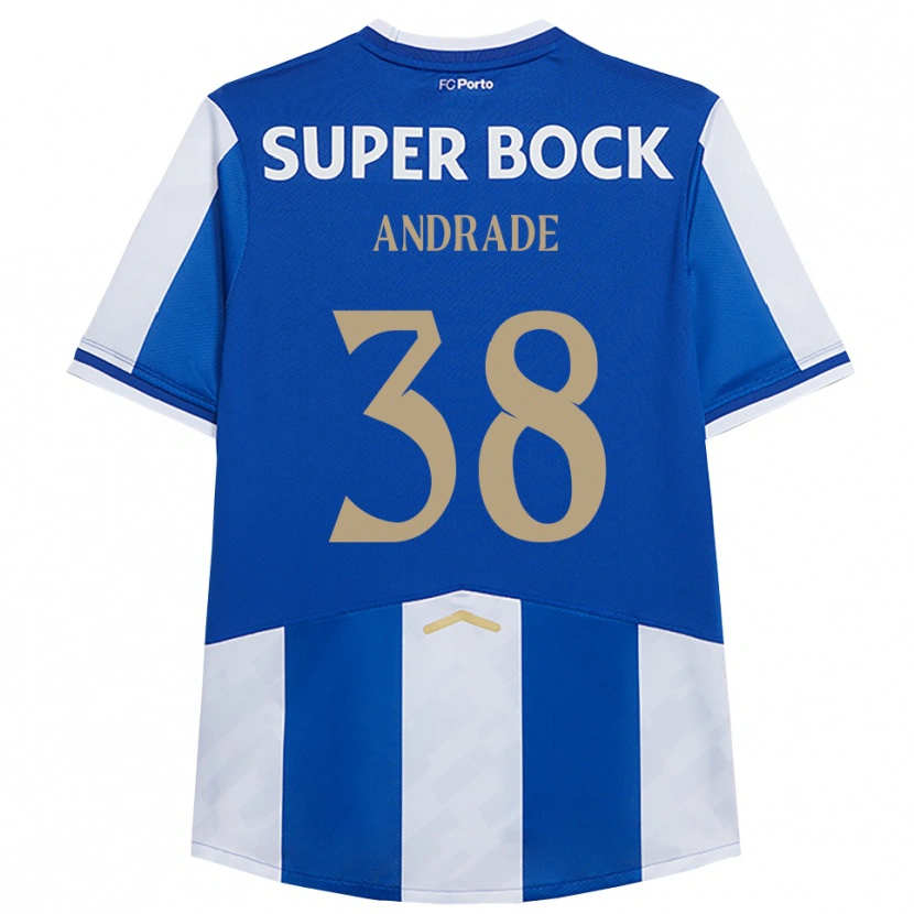 Danxen Barn Fernando Andrade #38 Blå Vit Hemmatröja Matchtröjor 2025/26 Tröjor T-Tröja
