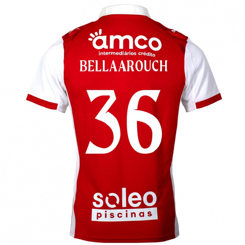 Danxen Barn Alaa Bellaarouch #36 Röd Vit Hemmatröja Matchtröjor 2025/26 Tröjor T-Tröja