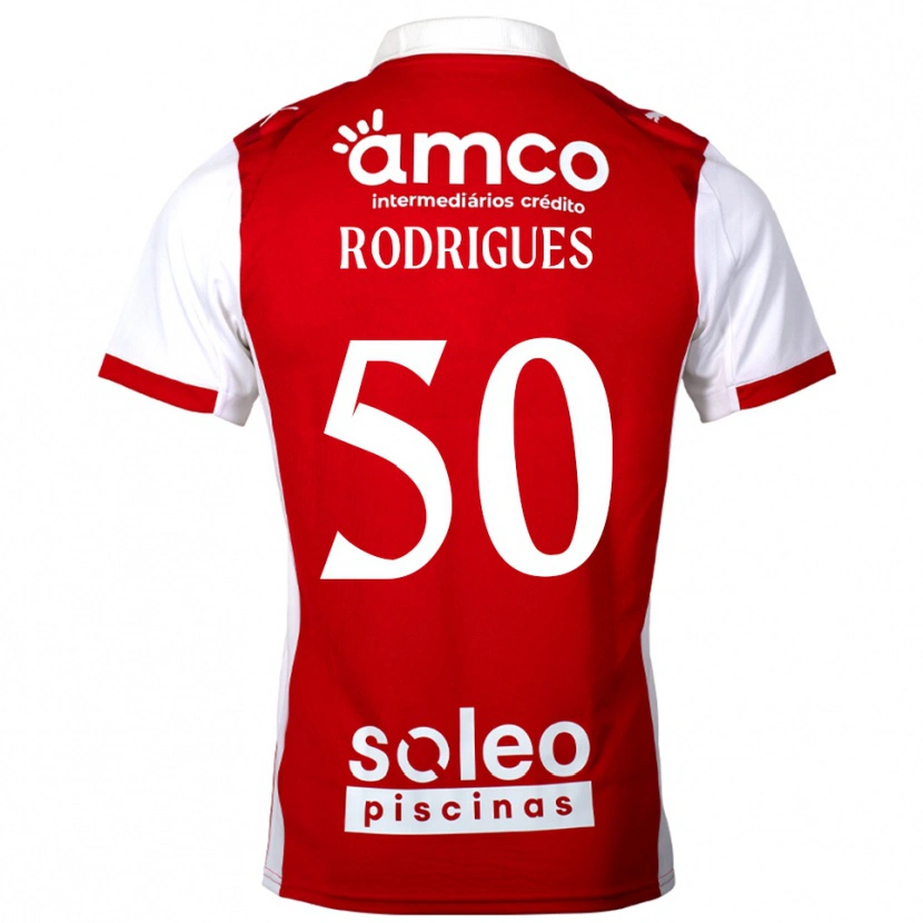 Danxen Barn Diego Rodrigues #50 Röd Vit Hemmatröja Matchtröjor 2025/26 Tröjor T-Tröja