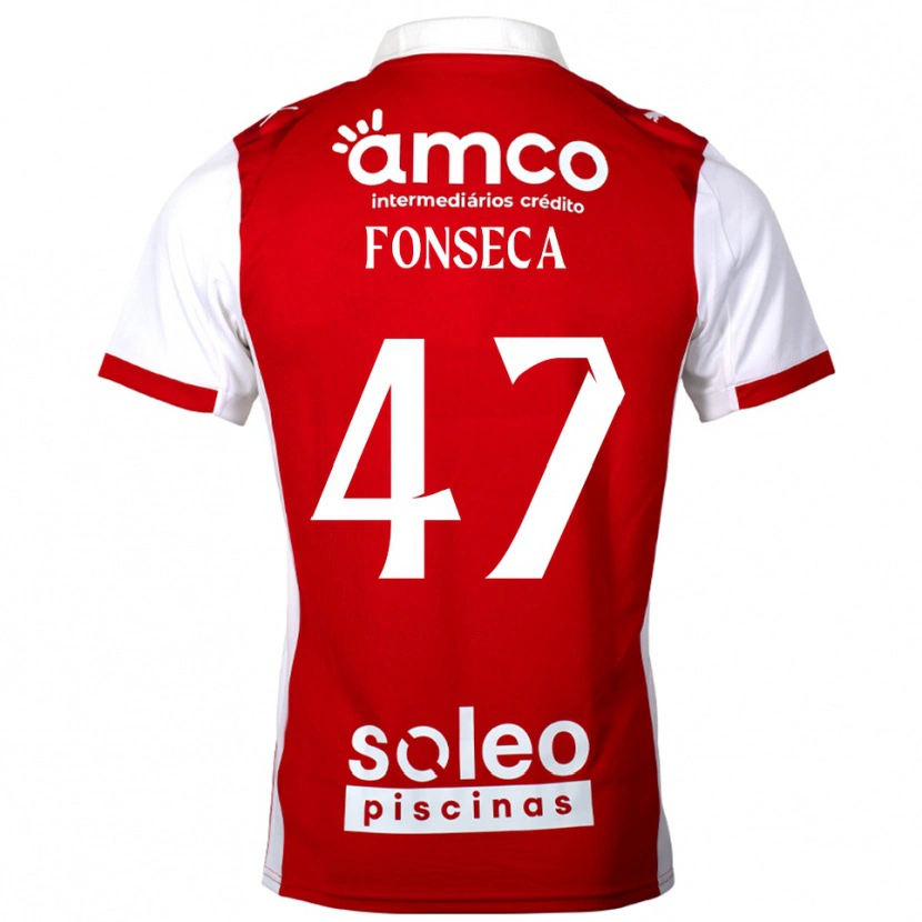 Danxen Barn Diogo Fonseca #47 Röd Vit Hemmatröja Matchtröjor 2025/26 Tröjor T-Tröja