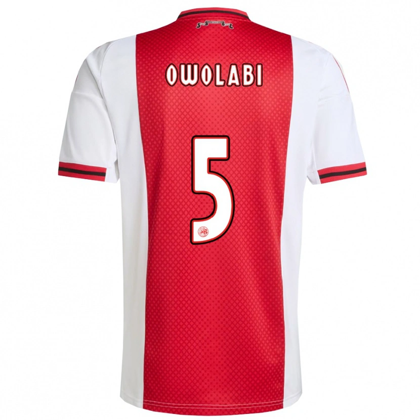 Danxen Barn Eniola Owolabi #5 Röd Vit Hemmatröja Matchtröjor 2025/26 Tröjor T-Tröja