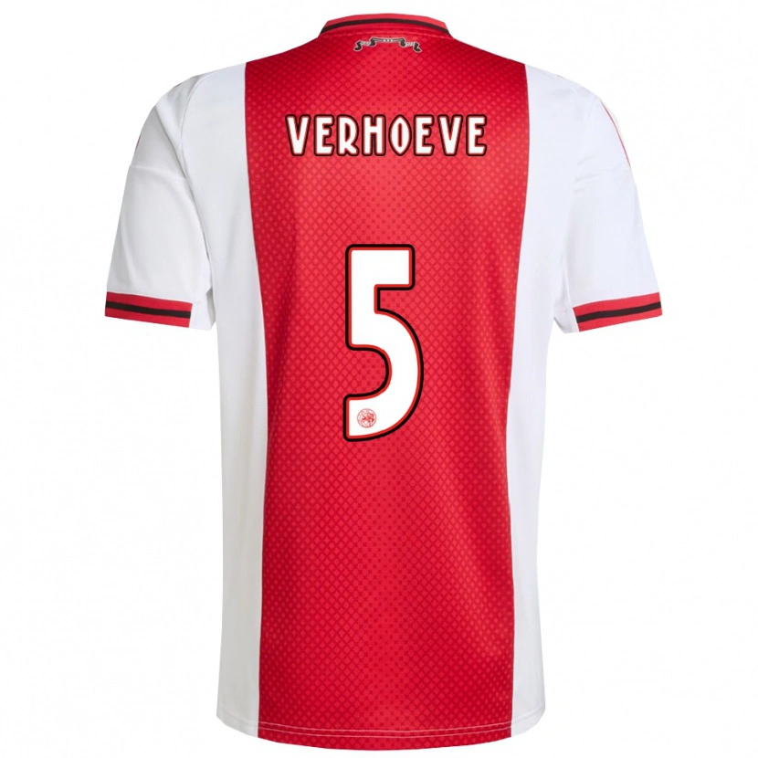 Danxen Barn Soraya Verhoeve #5 Röd Vit Hemmatröja Matchtröjor 2025/26 Tröjor T-Tröja