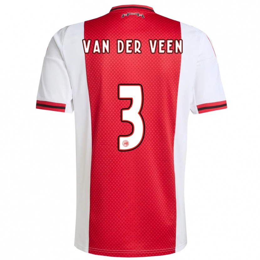 Danxen Barn Roos Van Der Veen #3 Röd Vit Hemmatröja Matchtröjor 2025/26 Tröjor T-Tröja