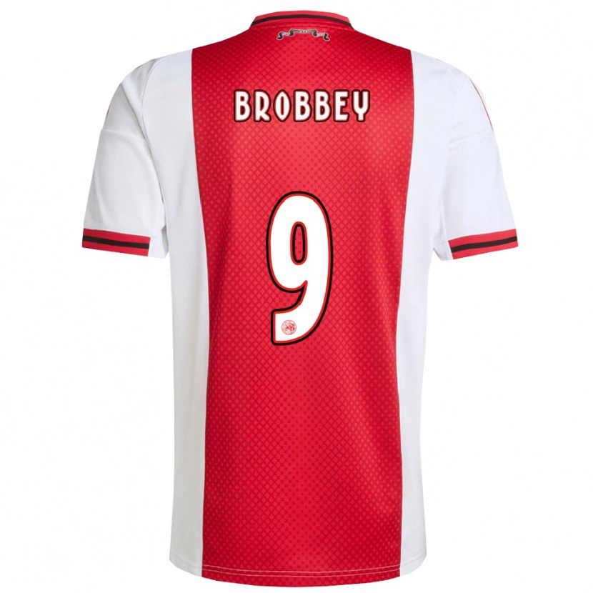 Danxen Barn Brian Brobbey #9 Röd Vit Hemmatröja Matchtröjor 2025/26 Tröjor T-Tröja