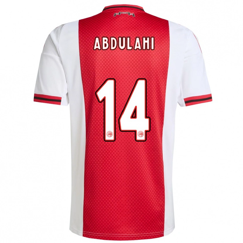 Danxen Barn Liban Abdulahi #14 Röd Vit Hemmatröja Matchtröjor 2025/26 Tröjor T-Tröja