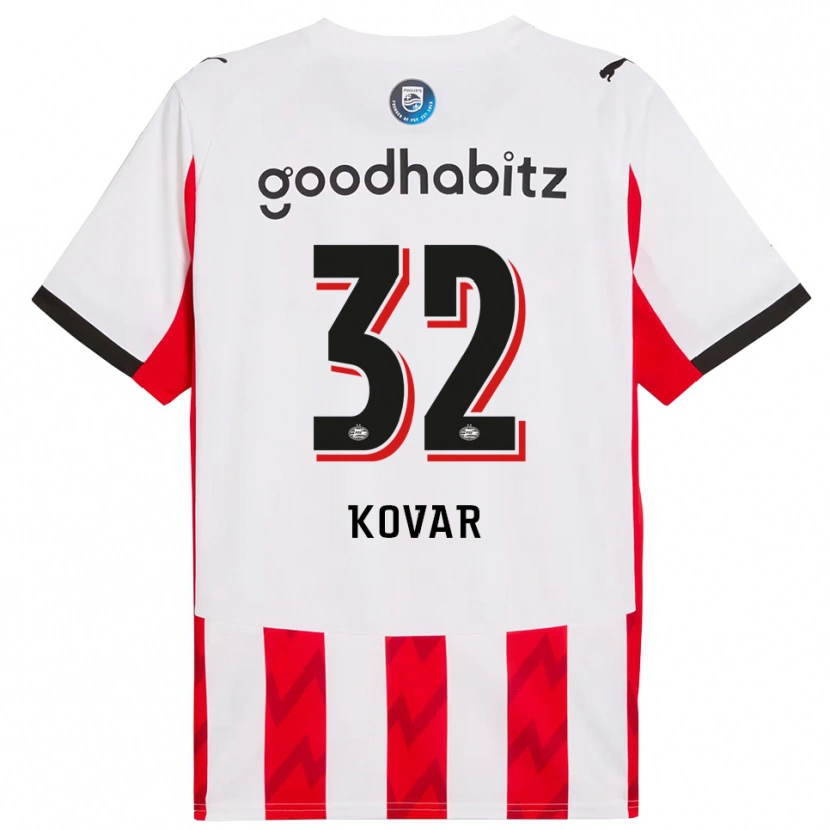 Danxen Barn Matej Kovar #32 Röd Vit Hemmatröja Matchtröjor 2025/26 Tröjor T-Tröja