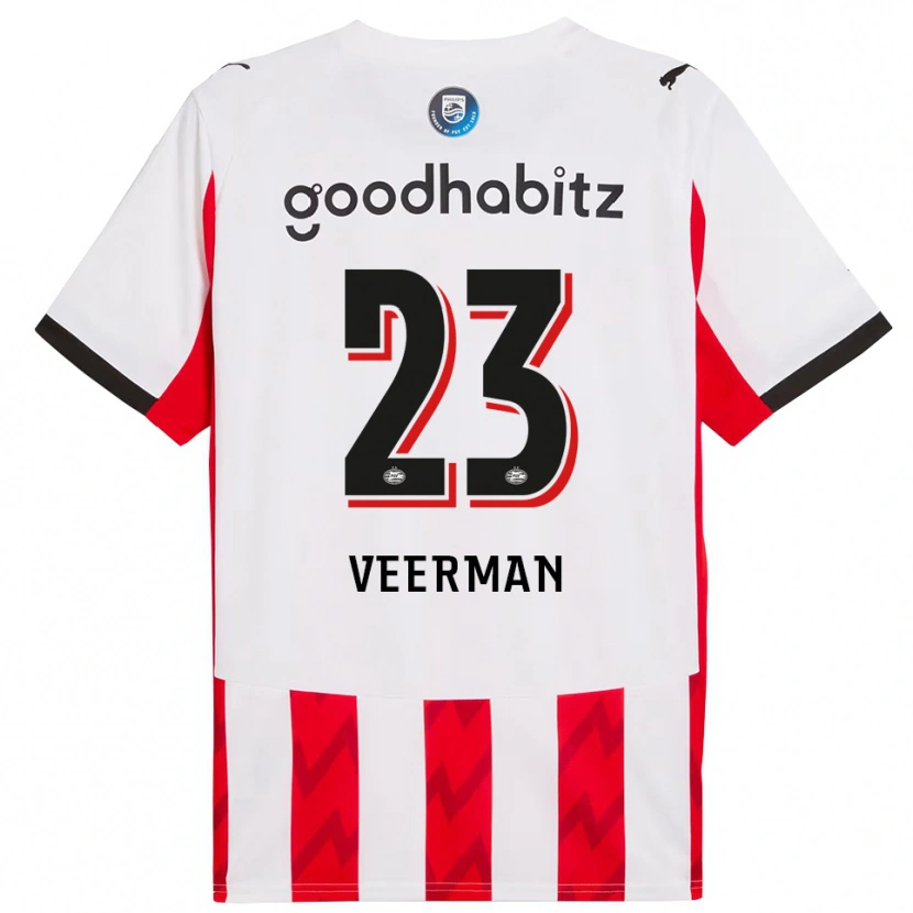Danxen Barn Joey Veerman #23 Röd Vit Hemmatröja Matchtröjor 2025/26 Tröjor T-Tröja