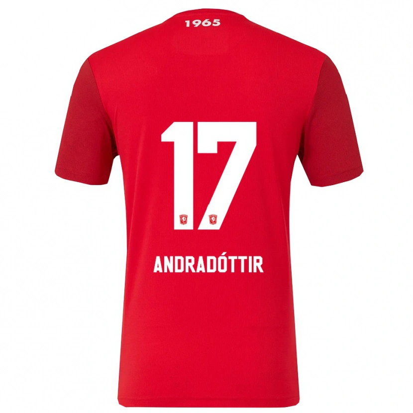 Danxen Barn Amanda Andradóttir #17 Röd Vit Hemmatröja Matchtröjor 2025/26 Tröjor T-Tröja