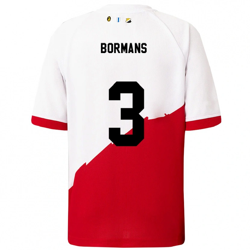 Danxen Barn Merel Bormans #3 Vit Röd Hemmatröja Matchtröjor 2025/26 Tröjor T-Tröja