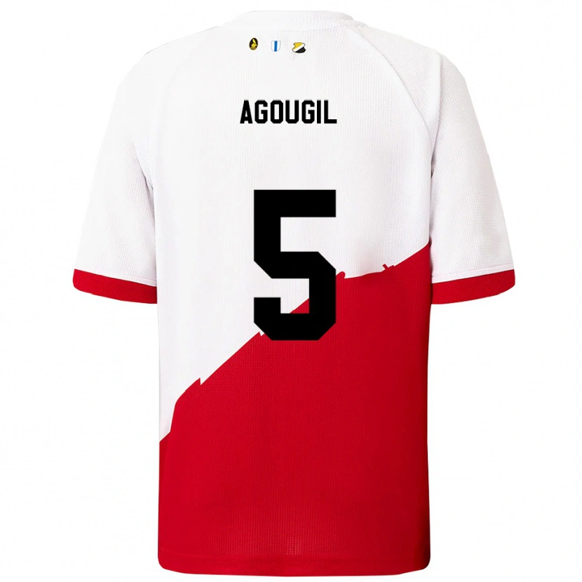 Danxen Barn Oualid Agougil #5 Vit Röd Hemmatröja Matchtröjor 2025/26 Tröjor T-Tröja