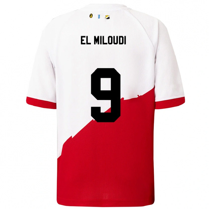Danxen Barn Rayan El Miloudi #9 Vit Röd Hemmatröja Matchtröjor 2025/26 Tröjor T-Tröja