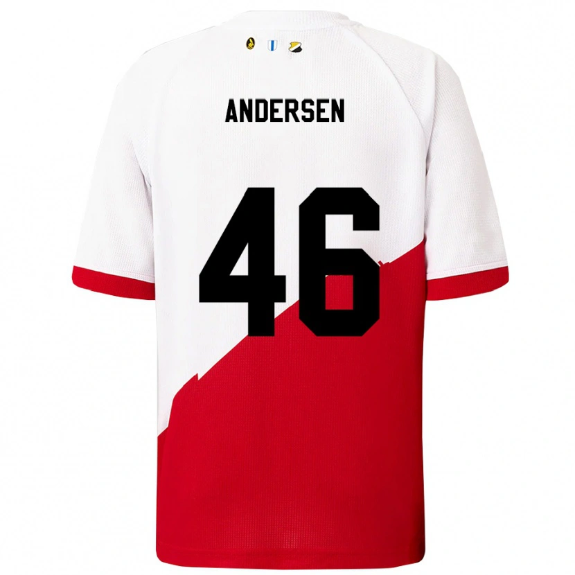 Danxen Barn Silas Andersen #46 Vit Röd Hemmatröja Matchtröjor 2025/26 Tröjor T-Tröja