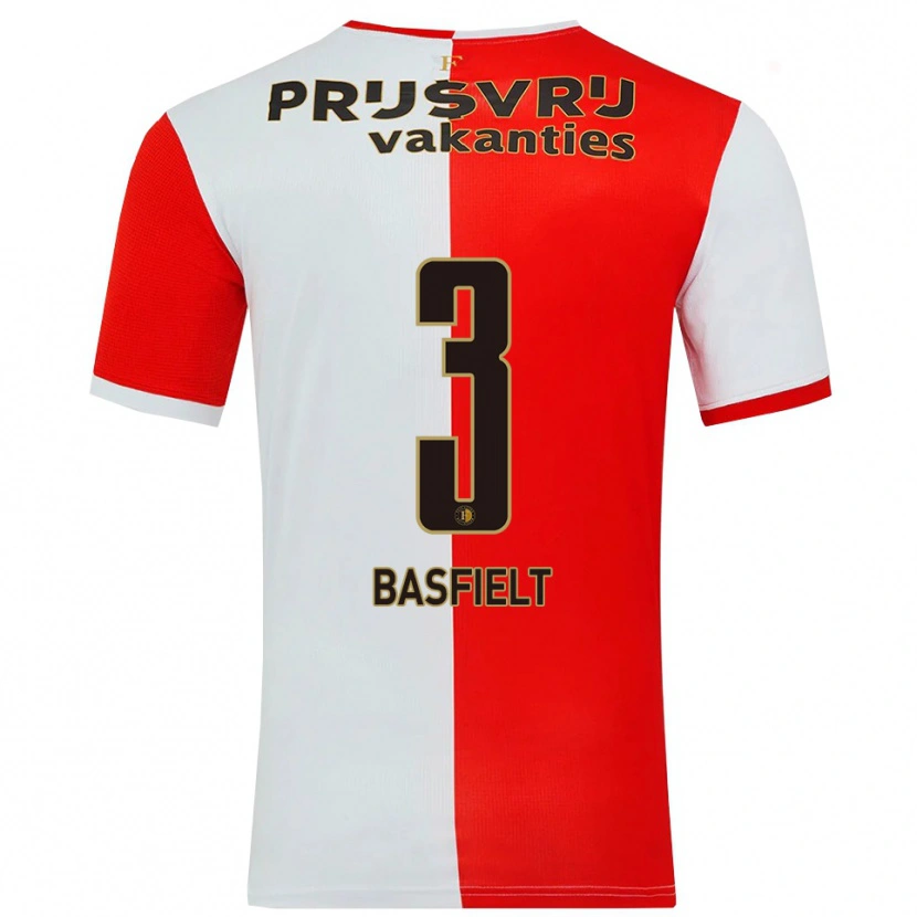 Danxen Barn Jessy Basfielt #3 Röd Vit Hemmatröja Matchtröjor 2025/26 Tröjor T-Tröja