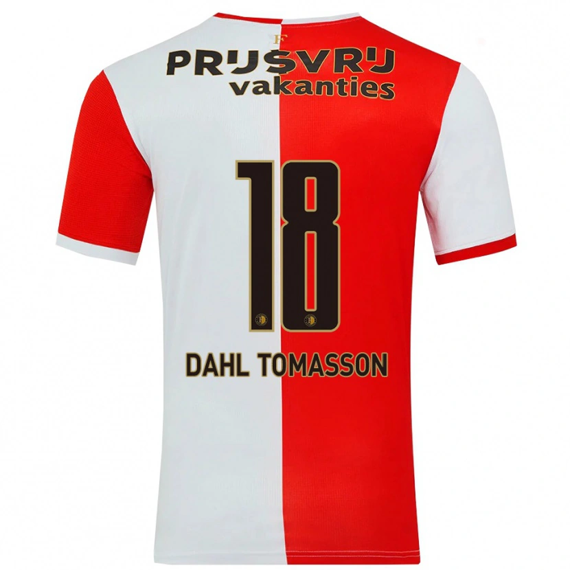 Danxen Barn Luca Dahl Tomasson #18 Röd Vit Hemmatröja Matchtröjor 2025/26 Tröjor T-Tröja