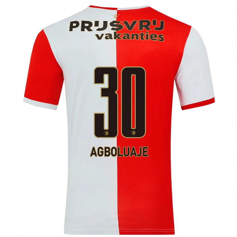 Danxen Barn Hakeem Agboluaje #30 Röd Vit Hemmatröja Matchtröjor 2025/26 Tröjor T-Tröja