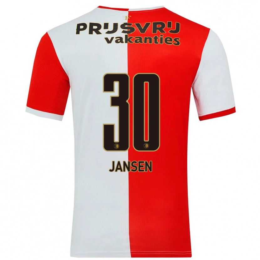 Danxen Barn Thijs Jansen #30 Röd Vit Hemmatröja Matchtröjor 2025/26 Tröjor T-Tröja