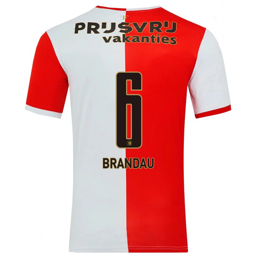 Danxen Barn Justine Brandau #6 Röd Vit Hemmatröja Matchtröjor 2025/26 Tröjor T-Tröja