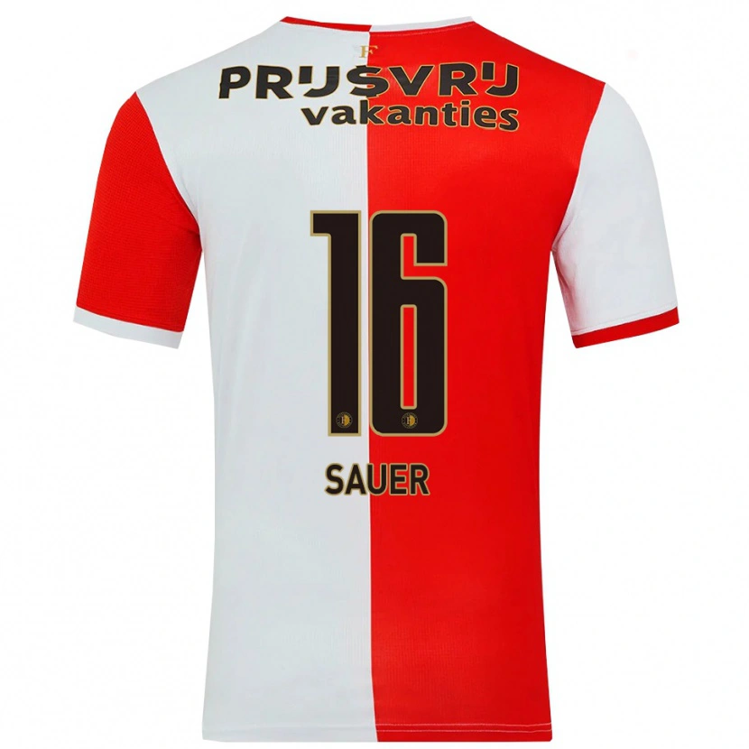 Danxen Barn Leo Sauer #16 Röd Vit Hemmatröja Matchtröjor 2025/26 Tröjor T-Tröja