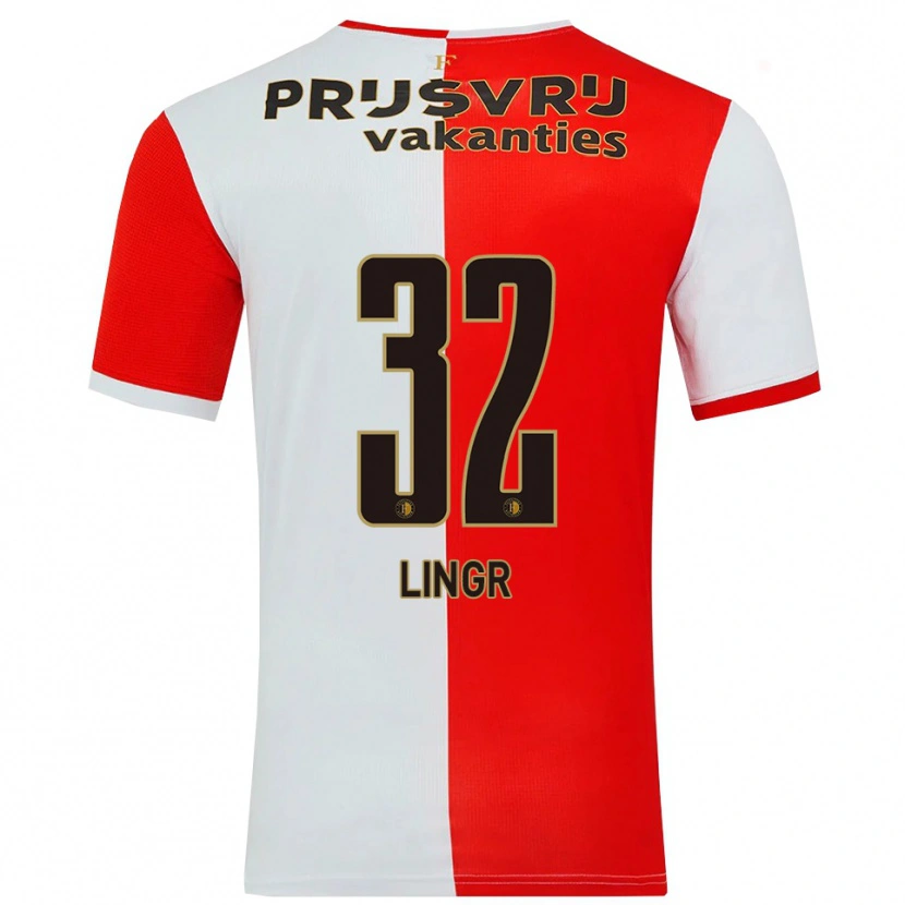 Danxen Barn Ondrej Lingr #32 Röd Vit Hemmatröja Matchtröjor 2025/26 Tröjor T-Tröja