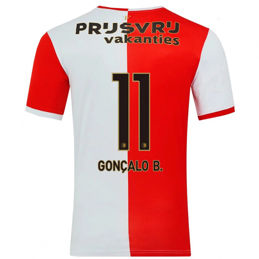 Danxen Barn Gonçalo Borges #11 Röd Vit Hemmatröja Matchtröjor 2025/26 Tröjor T-Tröja