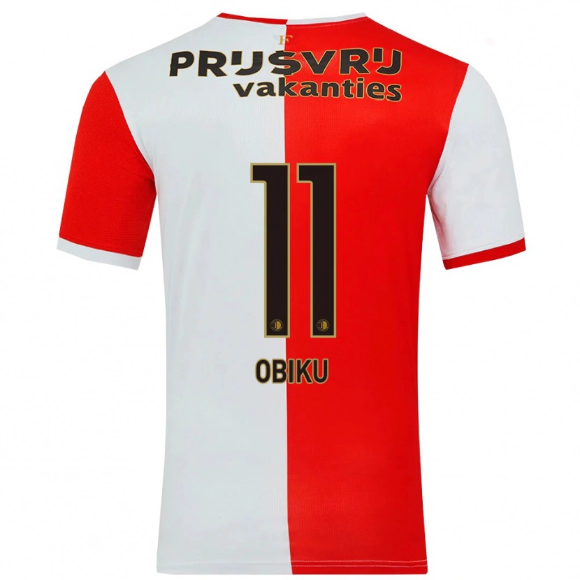 Danxen Barn Junior Obiku #11 Röd Vit Hemmatröja Matchtröjor 2025/26 Tröjor T-Tröja