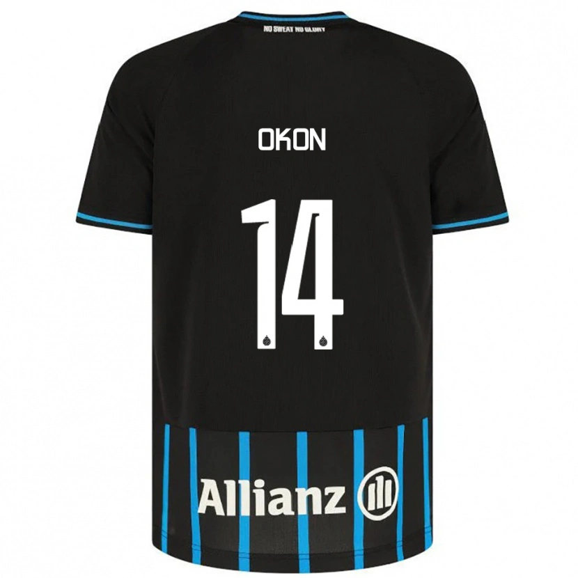 Danxen Barn Gianluca Okon #14 Svart Blå Hemmatröja Matchtröjor 2025/26 Tröjor T-Tröja