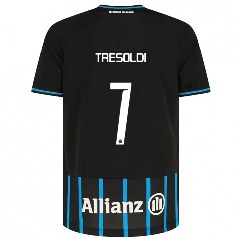 Danxen Barn Nicolò Tresoldi #7 Svart Blå Hemmatröja Matchtröjor 2025/26 Tröjor T-Tröja