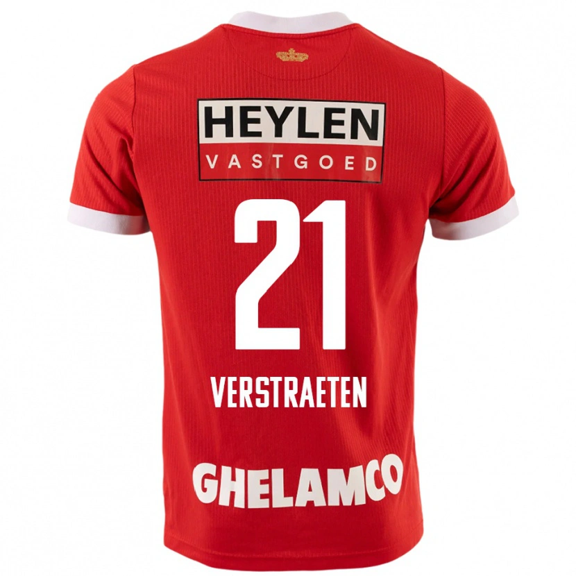 Danxen Barn Andreas Verstraeten #21 Röd Vit Hemmatröja Matchtröjor 2025/26 Tröjor T-Tröja