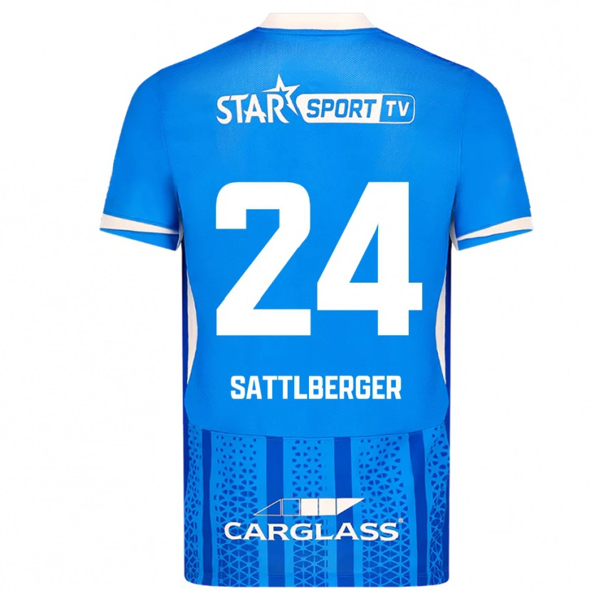 Danxen Barn Nikolas Sattlberger #24 Blå Vit Hemmatröja Matchtröjor 2025/26 Tröjor T-Tröja