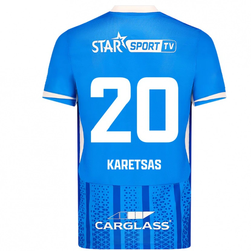 Danxen Barn Konstantinos Karetsas #20 Blå Vit Hemmatröja Matchtröjor 2025/26 Tröjor T-Tröja