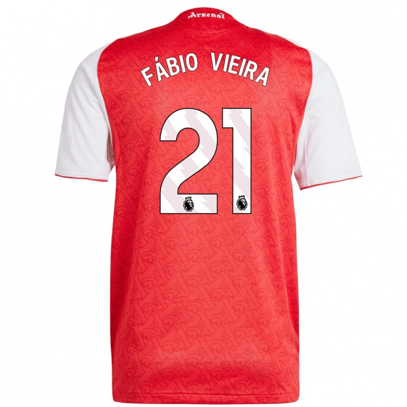 Danxen Barn Fábio Vieira #21 Röd Vit Hemmatröja Matchtröjor 2025/26 Tröjor T-Tröja