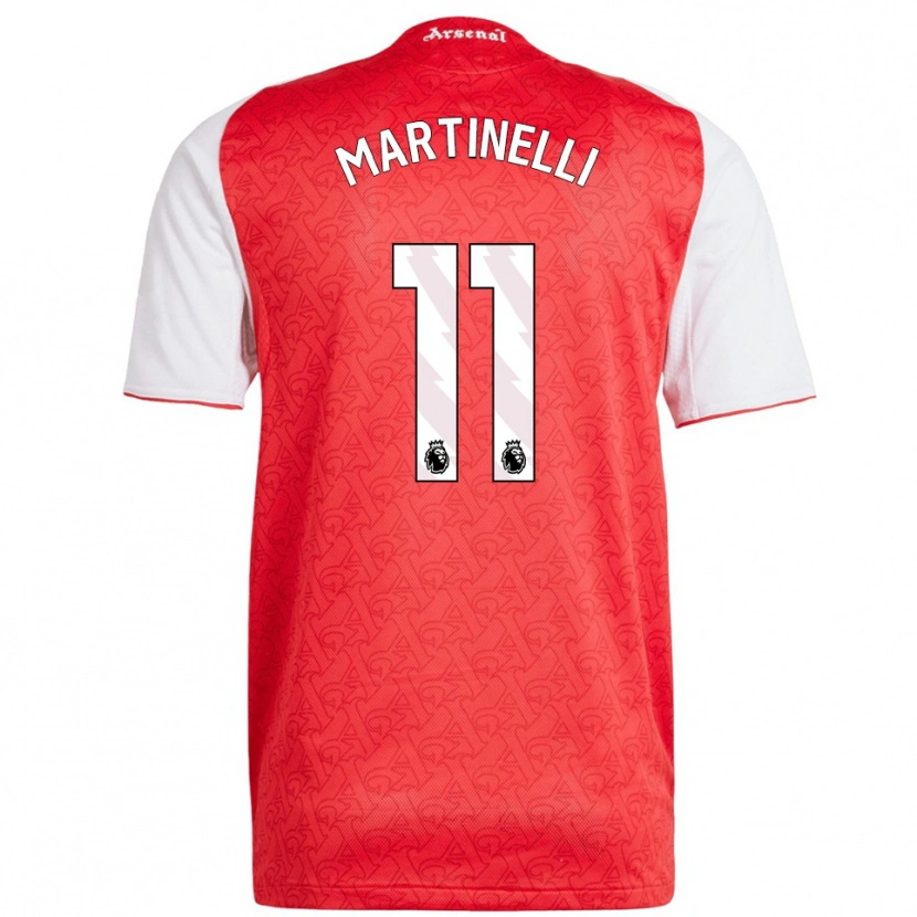 Danxen Barn Gabriel Martinelli #11 Röd Vit Hemmatröja Matchtröjor 2025/26 Tröjor T-Tröja