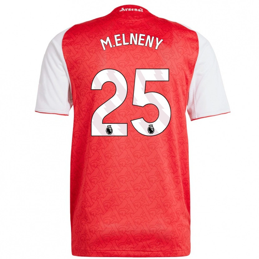 Danxen Barn Mohamed Elneny #25 Röd Vit Hemmatröja Matchtröjor 2025/26 Tröjor T-Tröja