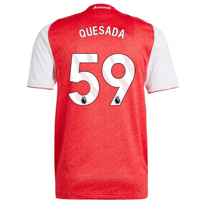 Danxen Barn Elián Quesada #59 Röd Vit Hemmatröja Matchtröjor 2025/26 Tröjor T-Tröja