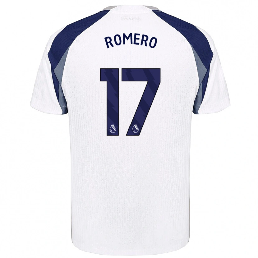 Danxen Barn Cristian Romero #17 Vit Marinblå Hemmatröja Matchtröjor 2025/26 Tröjor T-Tröja