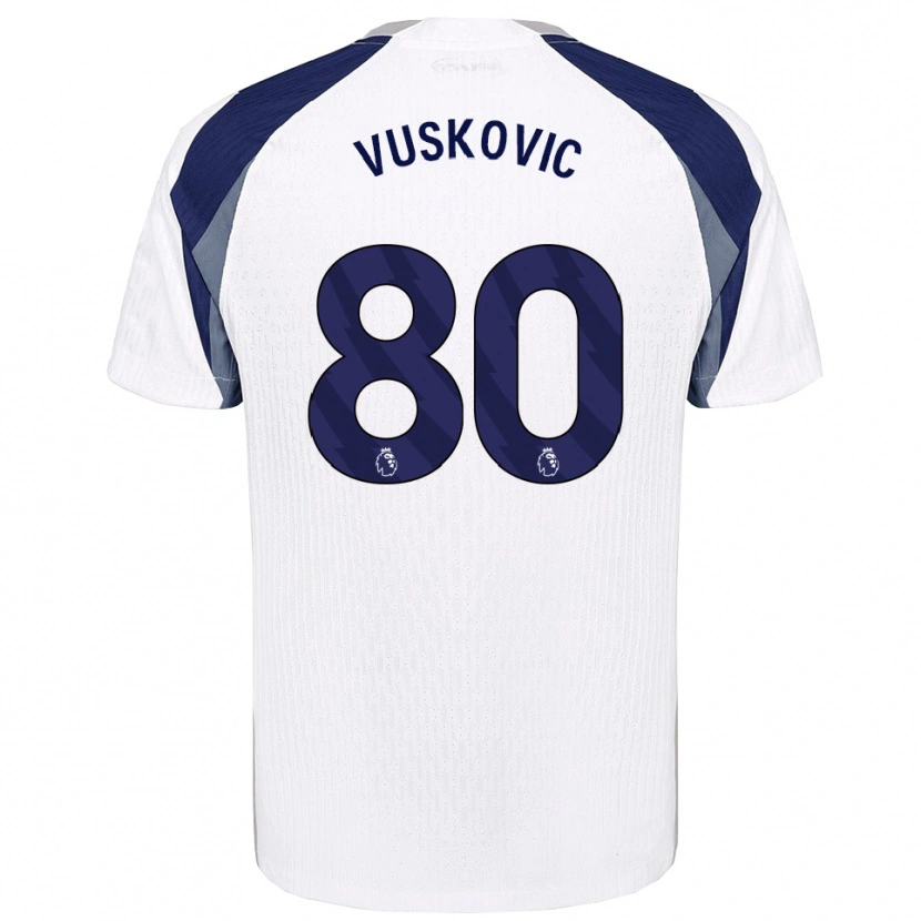 Danxen Barn Luka Vuskovic #80 Vit Marinblå Hemmatröja Matchtröjor 2025/26 Tröjor T-Tröja