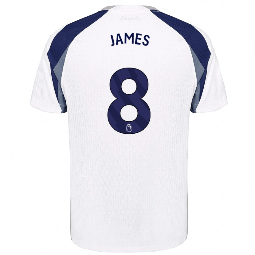 Danxen Barn Angharad James #8 Vit Marinblå Hemmatröja Matchtröjor 2025/26 Tröjor T-Tröja