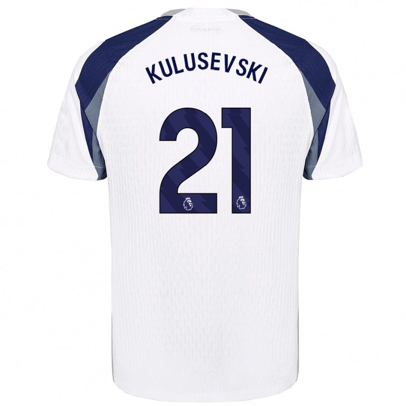 Danxen Barn Dejan Kulusevski #21 Vit Marinblå Hemmatröja Matchtröjor 2025/26 Tröjor T-Tröja
