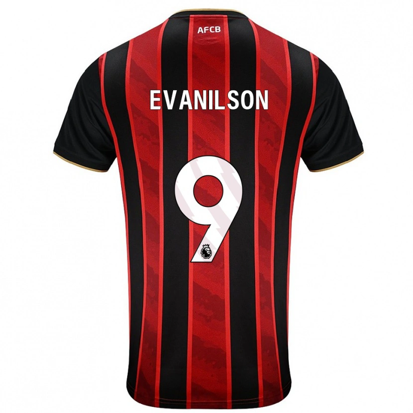 Danxen Barn Evanilson #9 Röd Svart Hemmatröja Matchtröjor 2025/26 Tröjor T-Tröja