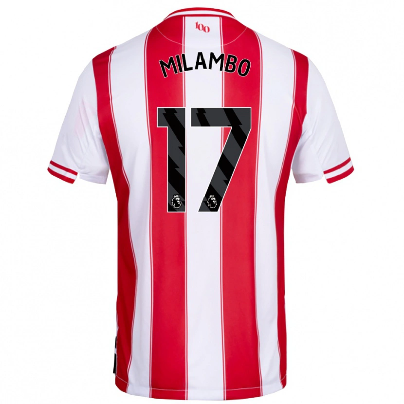 Danxen Barn Antoni Milambo #17 Röd Vit Hemmatröja Matchtröjor 2025/26 Tröjor T-Tröja