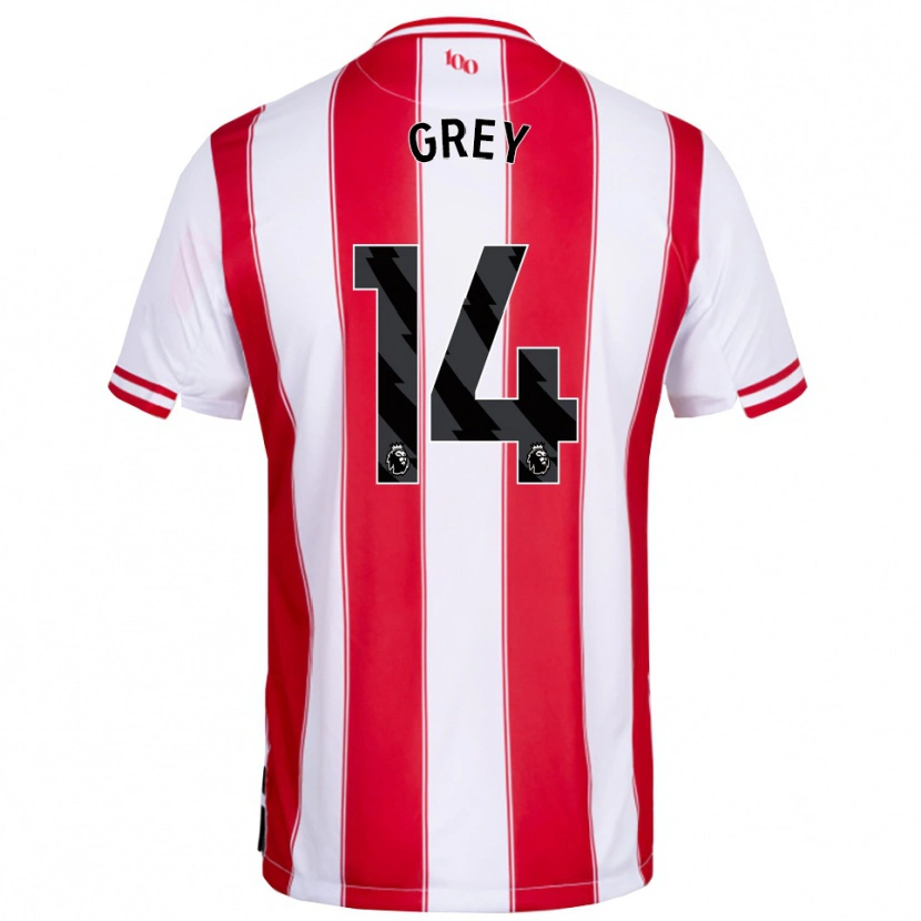 Danxen Barn Andre Grey #14 Röd Vit Hemmatröja Matchtröjor 2025/26 Tröjor T-Tröja