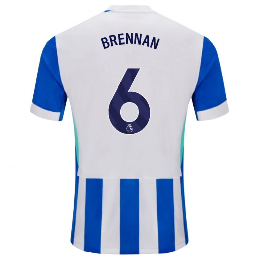 Danxen Barn Zach Brennan #6 Blå Vit Hemmatröja Matchtröjor 2025/26 Tröjor T-Tröja