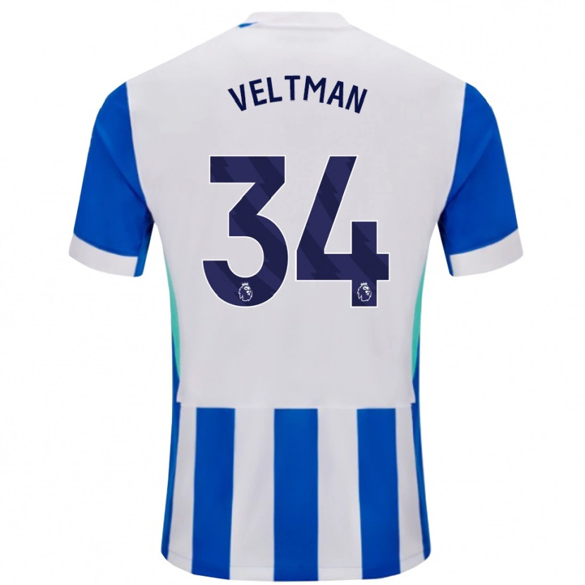 Danxen Barn Joël Veltman #34 Blå Vit Hemmatröja Matchtröjor 2025/26 Tröjor T-Tröja