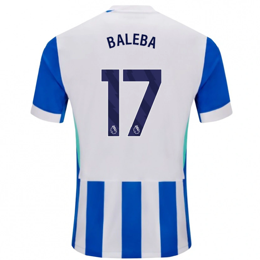 Danxen Barn Carlos Baleba #17 Blå Vit Hemmatröja Matchtröjor 2025/26 Tröjor T-Tröja