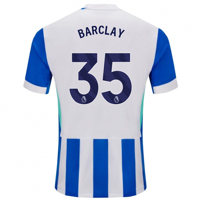 Danxen Barn Ben Barclay #35 Blå Vit Hemmatröja Matchtröjor 2025/26 Tröjor T-Tröja