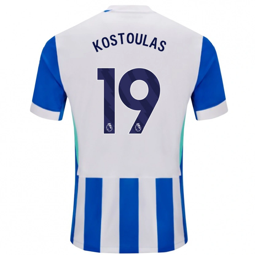 Danxen Barn Charalampos Kostoulas #19 Blå Vit Hemmatröja Matchtröjor 2025/26 Tröjor T-Tröja
