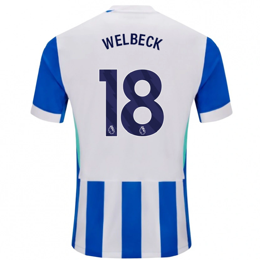 Danxen Barn Danny Welbeck #18 Blå Vit Hemmatröja Matchtröjor 2025/26 Tröjor T-Tröja