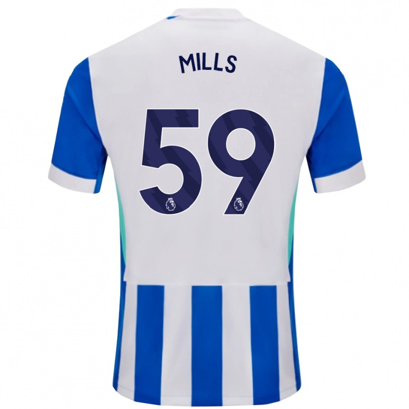 Danxen Barn Harry Mills #59 Blå Vit Hemmatröja Matchtröjor 2025/26 Tröjor T-Tröja